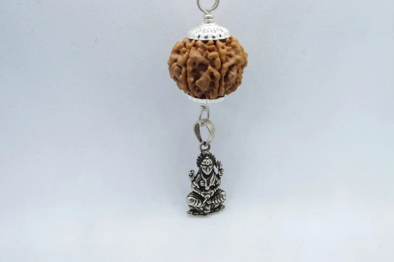 7 Mukhi Rudraksha & Laxmi Pendant in Silver | Brahmatells by Brahmatells
