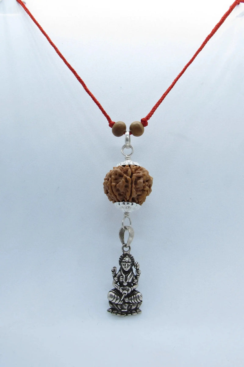 7 Mukhi Rudraksha & Laxmi Pendant in Silver | Brahmatells by Brahmatells
