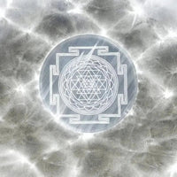 Brahmatells 3-Inch Selenite Charging Plate with Sri Yantra by Brahmatells