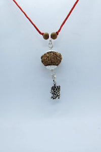 9 Mukhi Rudraksha Pendant with Durga in Silver | Brahmatells by Brahmatells