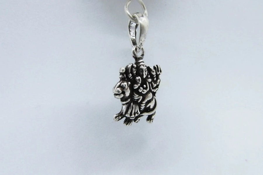 9 Mukhi Rudraksha Pendant with Durga in Silver | Brahmatells by Brahmatells
