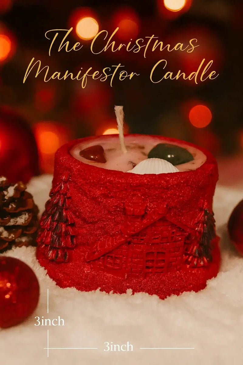 Christmas Manifestor Candle – Handcrafted Crystal Festive Candle by Brahmatells