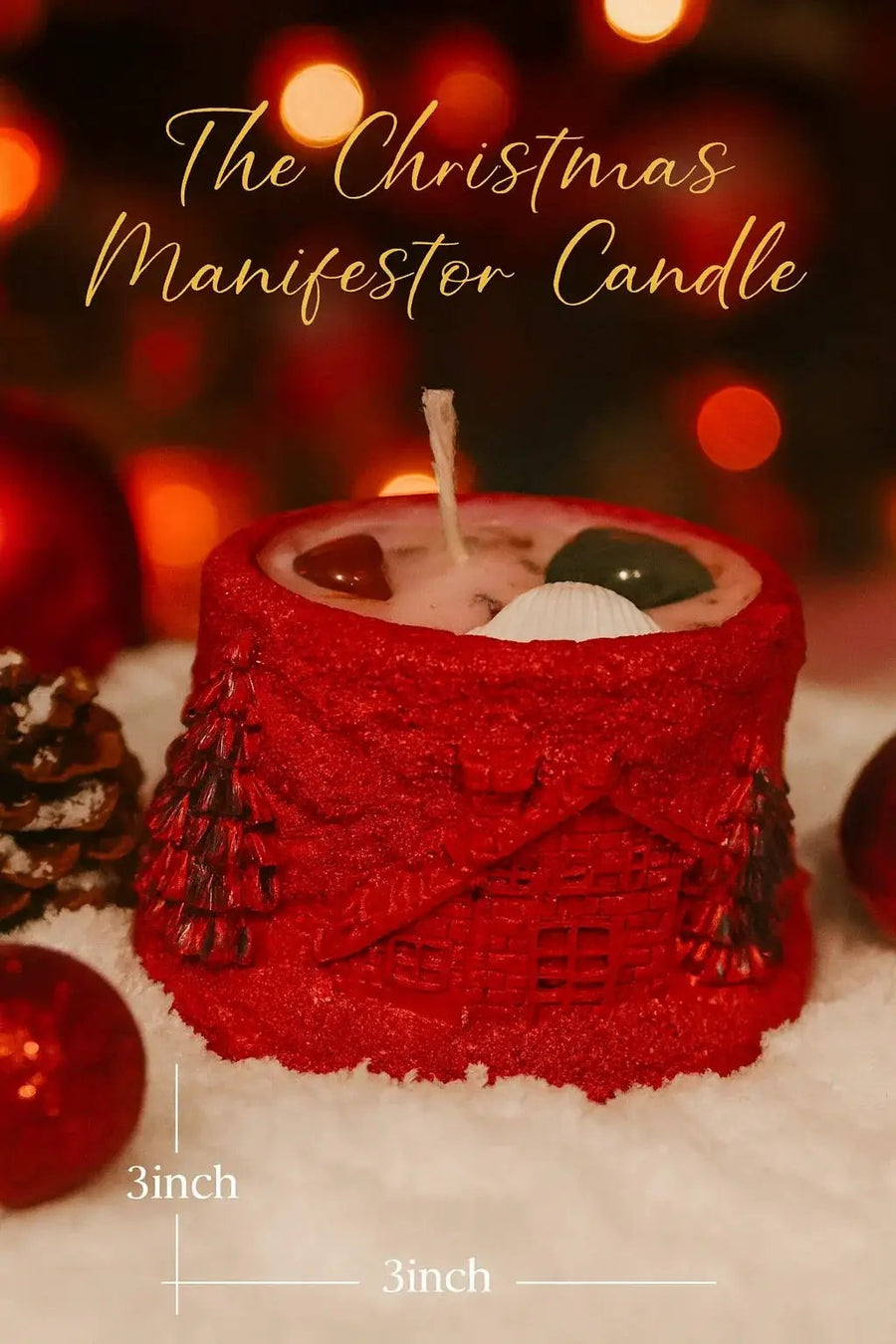 Christmas Manifestor Candle – Handcrafted Crystal Festive Candle by Brahmatells
