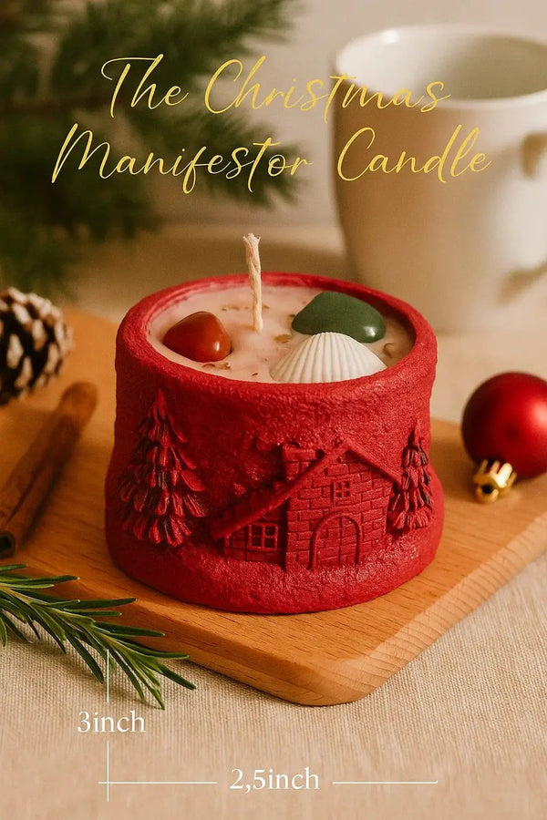 Christmas Manifestor Candle – Handcrafted Crystal Festive Candle by Brahmatells