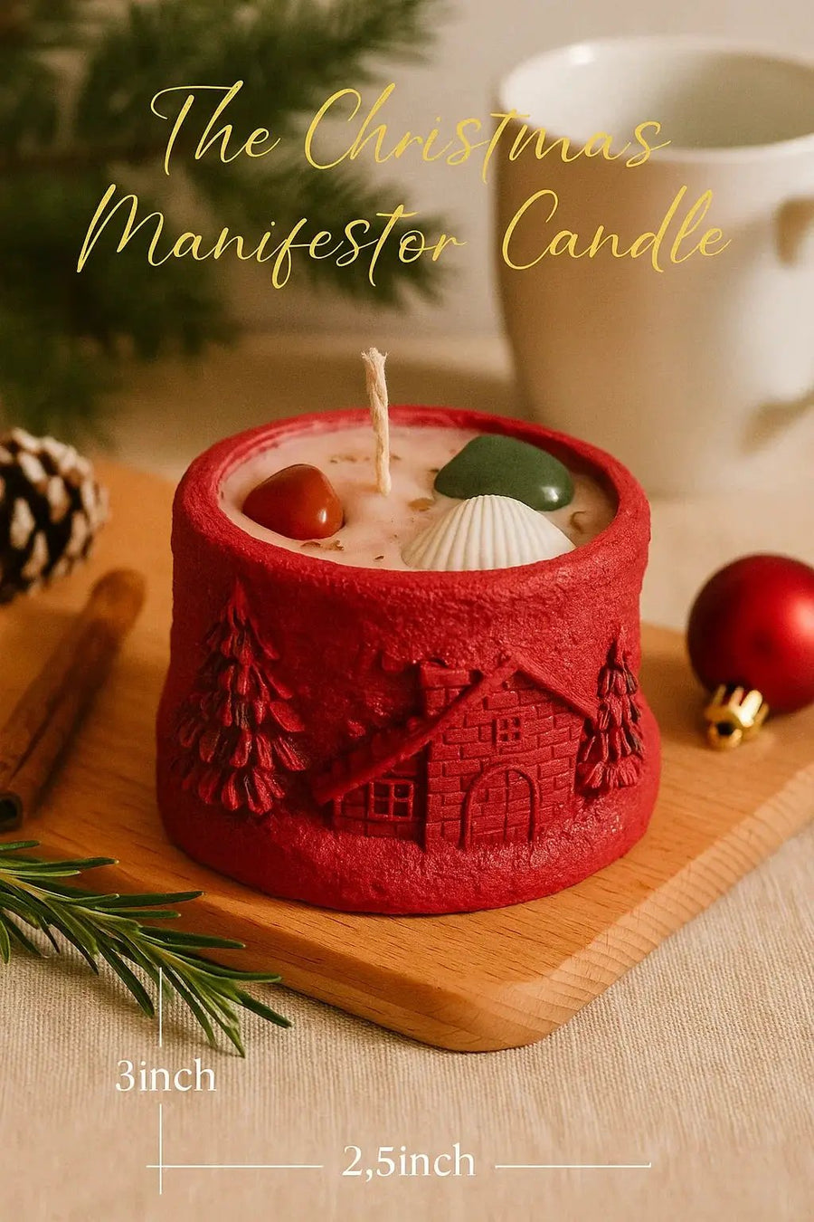 Christmas Manifestor Candle – Handcrafted Crystal Festive Candle by Brahmatells