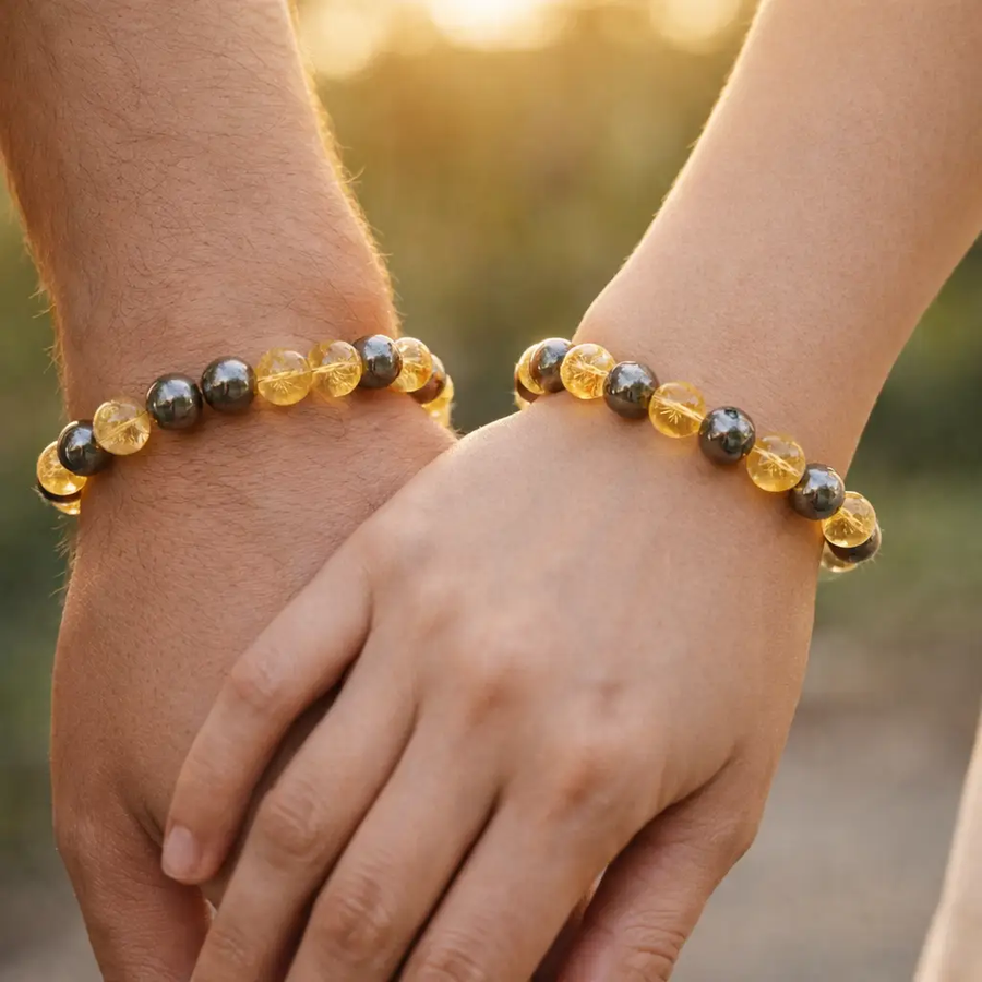 Citrine & Pyrite Gemstone Bracelet – Astrology Inspired Jewelry by Brahmatells