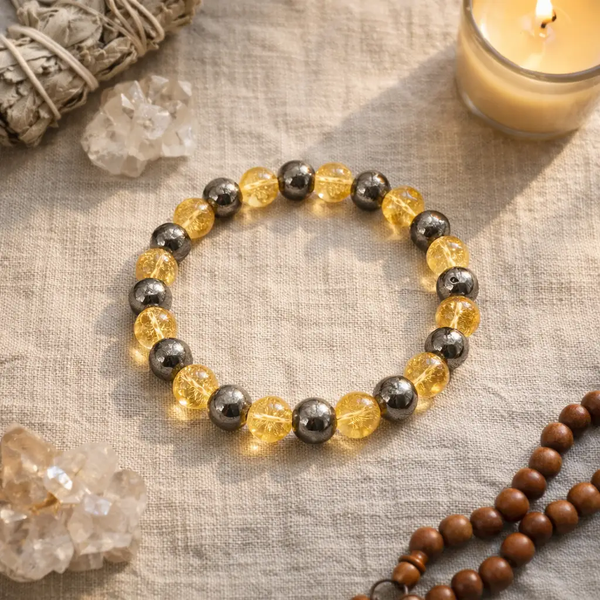 Citrine & Pyrite Gemstone Bracelet – Astrology Inspired Jewelry by Brahmatells