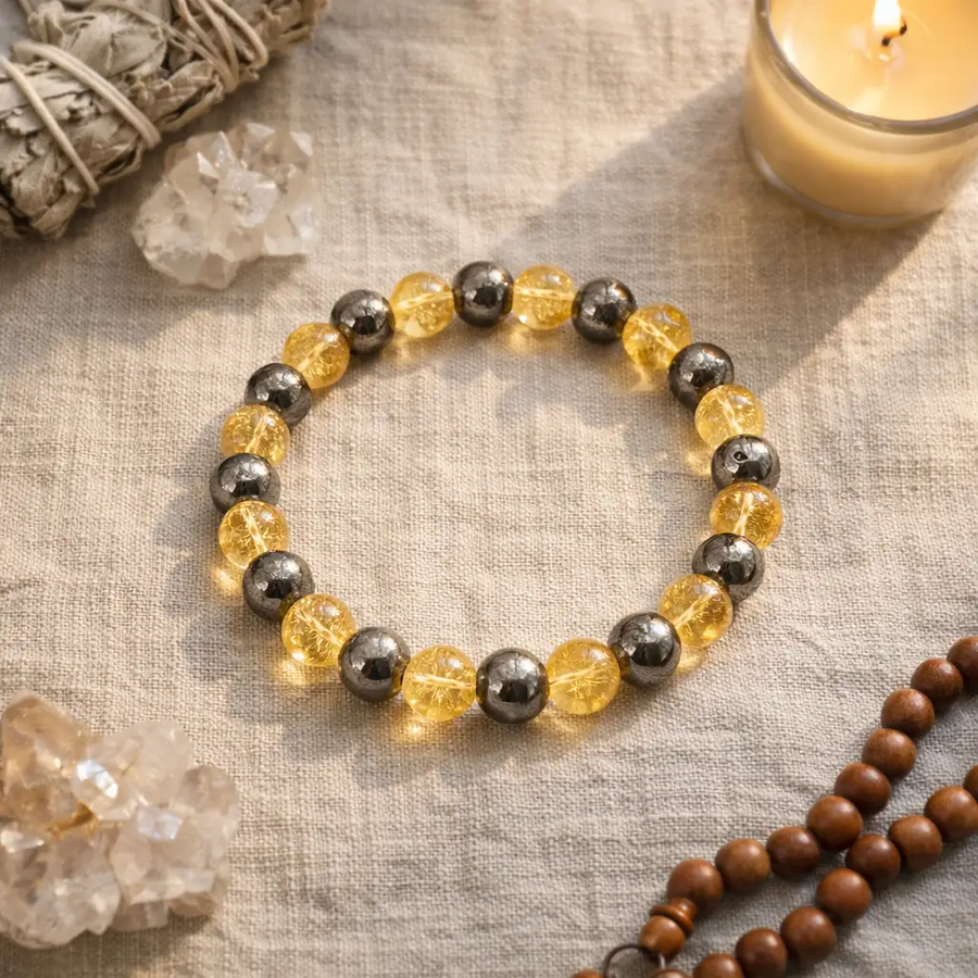Citrine & Pyrite Gemstone Bracelet – Astrology Inspired Jewelry by Brahmatells