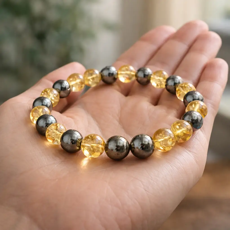 Citrine & Pyrite Gemstone Bracelet – Astrology Inspired Jewelry by Brahmatells