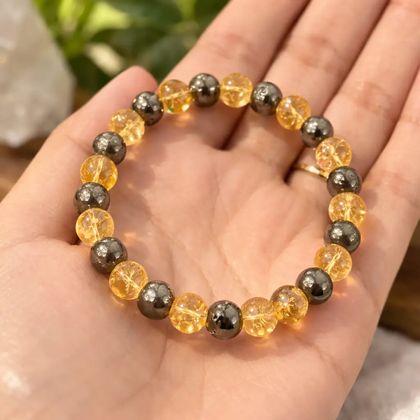 Citrine & Pyrite Gemstone Bracelet – Astrology Inspired Jewelry by Brahmatells