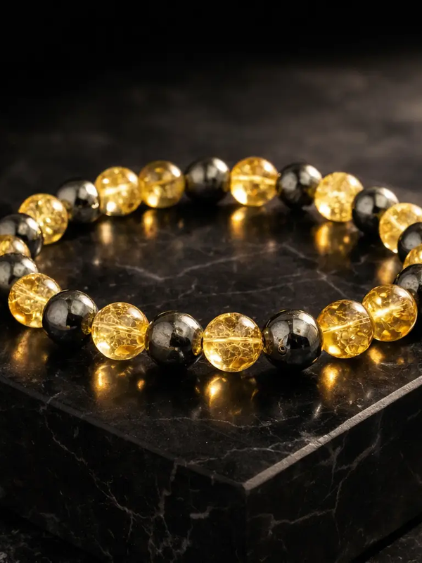 Citrine & Pyrite Gemstone Bracelet – Astrology Inspired Jewelry by Brahmatells