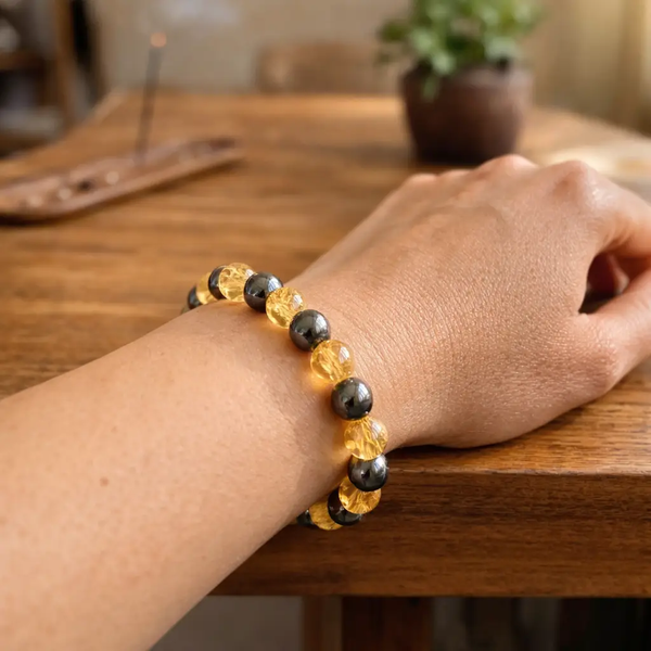 Citrine & Pyrite Gemstone Bracelet – Astrology Inspired Jewelry by Brahmatells