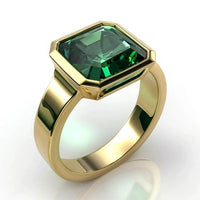 Intense Dark-Green Emerald Rectangle Ring - Panna | Brahmatells Astro Collection by Brahmatells