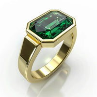 Intense Dark-Green Emerald Rectangle Ring - Panna | Brahmatells Astro Collection by Brahmatells