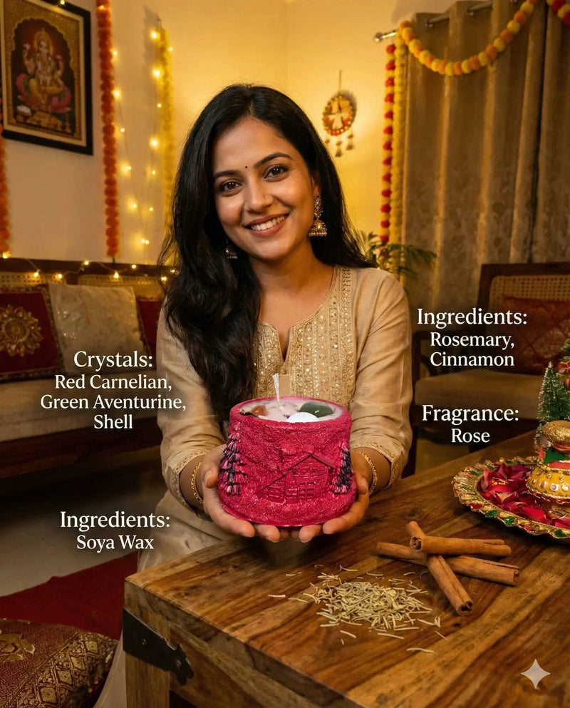 Christmas Manifestor Candle – Handcrafted Crystal Festive Candle by Brahmatells
