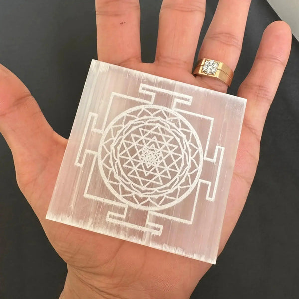 Brahmatells Selenite Shree Yantra Charging Plate. by Brahmatells