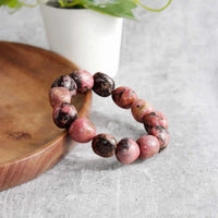 Rhodonite Tumble Bracelet – Natural Pink Gemstone Accessory by Brahmatells