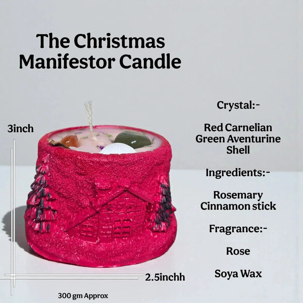 Christmas Manifestor Candle – Handcrafted Crystal Festive Candle by Brahmatells