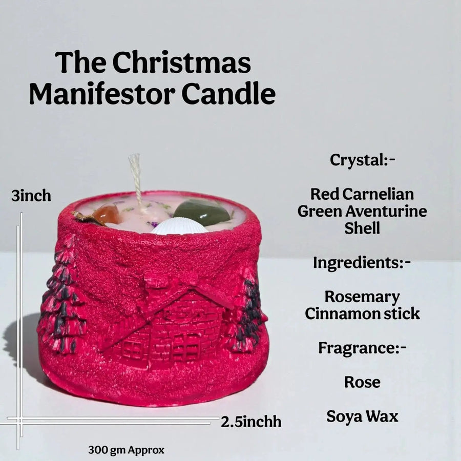 Christmas Manifestor Candle – Handcrafted Crystal Festive Candle by Brahmatells