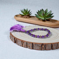 Ethereal Shield Mala Bracelet – Amethyst & Smoky Quartz Beads by Brahmatells