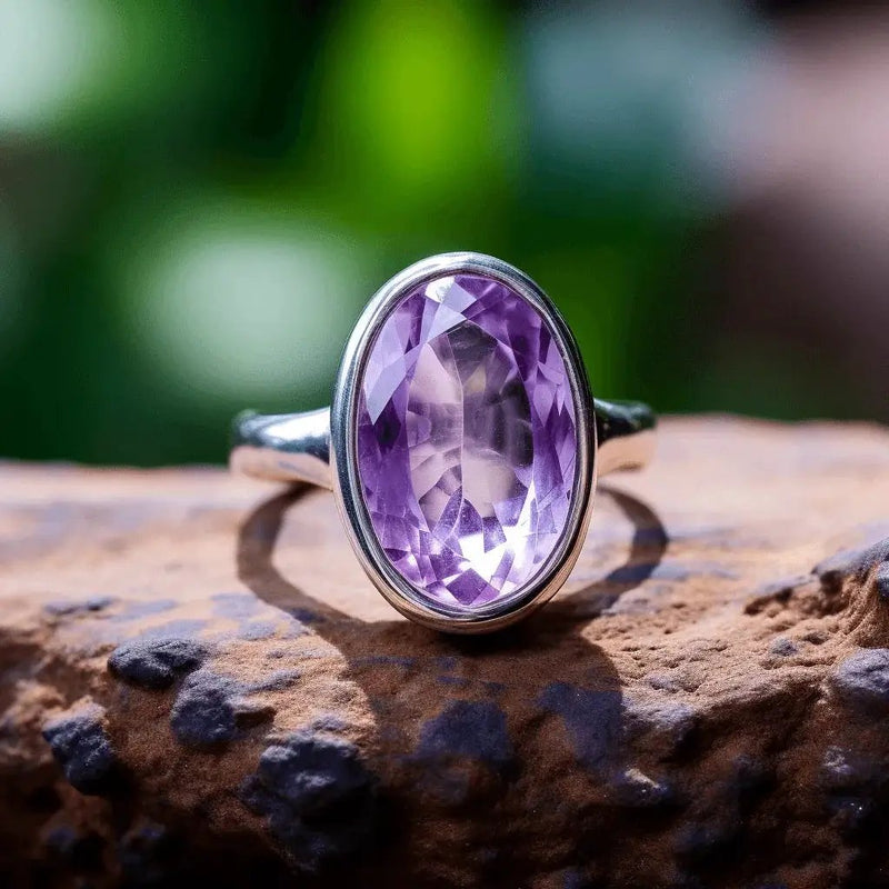 Adjustable Amethyst Kathaila Silver Ring - Saturn's Serenity | Brahmatells by Brahmatells