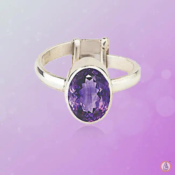 Adjustable Amethyst Kathaila Silver Ring - Saturn's Serenity | Brahmatells by Brahmatells