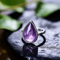 Adjustable Amethyst Kathaila Silver Ring - Saturn's Serenity | Brahmatells by Brahmatells