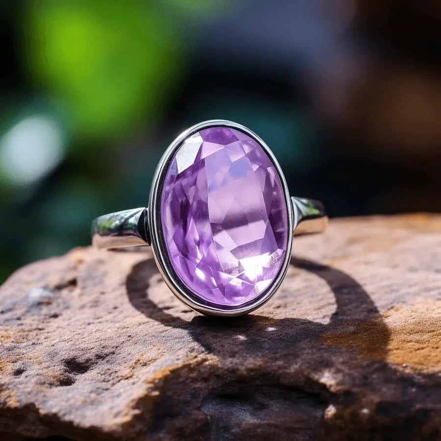 Adjustable Amethyst Kathaila Silver Ring - Saturn's Serenity | Brahmatells by Brahmatells