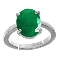 Adjustable Silver Emerald Oval-Yellow-Green Ring - Panna | Brahmatells by Brahmatells
