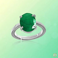 Adjustable Silver Emerald Oval-Yellow-Green Ring - Panna | Brahmatells by Brahmatells
