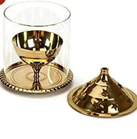 Akhand Diya with Borosilicate Glass (Brass Diya) (Golden ) by Brahmatells