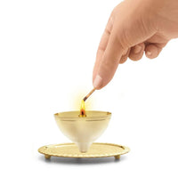 Akhand Diya with Borosilicate Glass (Brass Diya) (Golden ) by Brahmatells