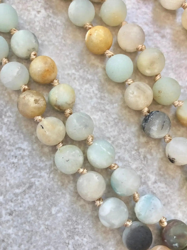 Amazonite Crystal Mala Necklace - Handmade Japamala | Brahmatells by Brahmatells