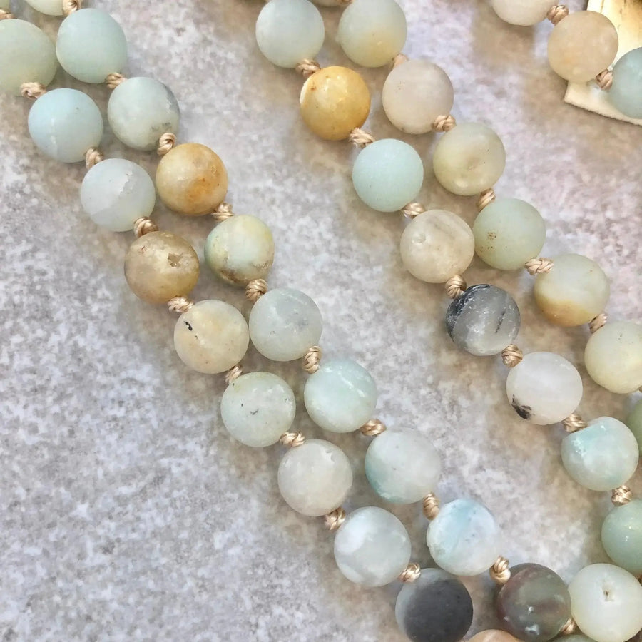 Amazonite Crystal Mala Necklace - Handmade Japamala | Brahmatells by Brahmatells