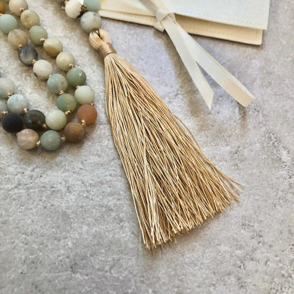 Amazonite Crystal Mala Necklace - Handmade Japamala | Brahmatells by Brahmatells