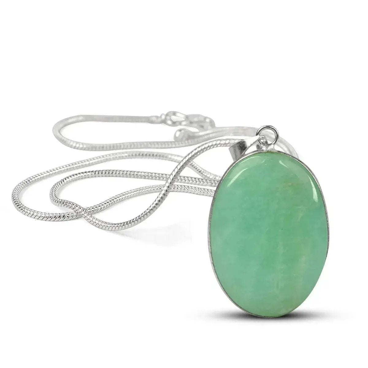Amazonite Pendant Natural Crystal Stone Pendant / Locket without Chain Oval Shape for Reiki Healing and Crystal Healing Gemstone for Unisex (Color : Green) by brahmatells
