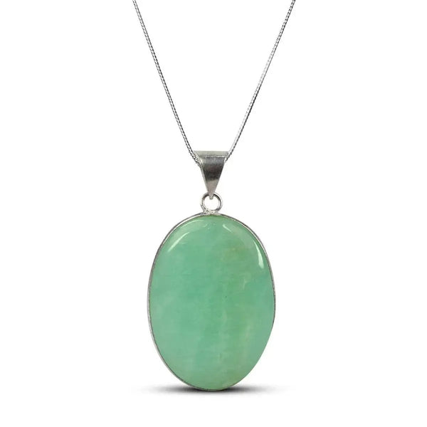 Amazonite Pendant Natural Crystal Stone Pendant / Locket without Chain Oval Shape for Reiki Healing and Crystal Healing Gemstone for Unisex (Color : Green) by brahmatells