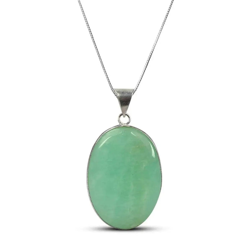 Amazonite Pendant Natural Crystal Stone Pendant / Locket without Chain Oval Shape for Reiki Healing and Crystal Healing Gemstone for Unisex (Color : Green) by brahmatells
