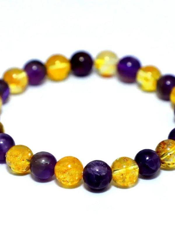Amethyst & Citrine Healing Bracelet | Unisex Money Magnet Bracelet by Brahmatells