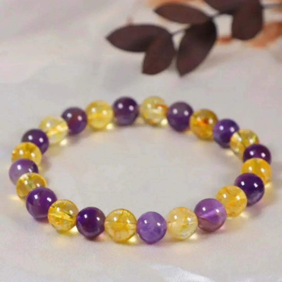 Amethyst & Citrine Healing Bracelet | Unisex Money Magnet Bracelet by Brahmatells