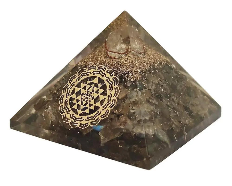 Amethyst & Clear Quartz Pyramid Yoga Meditation Crystal by Brahmatells