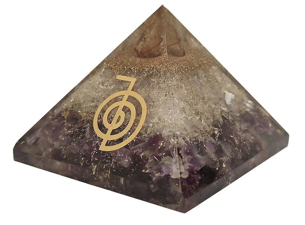 Amethyst & Clear Quartz Pyramid Yoga Meditation Crystal by Brahmatells