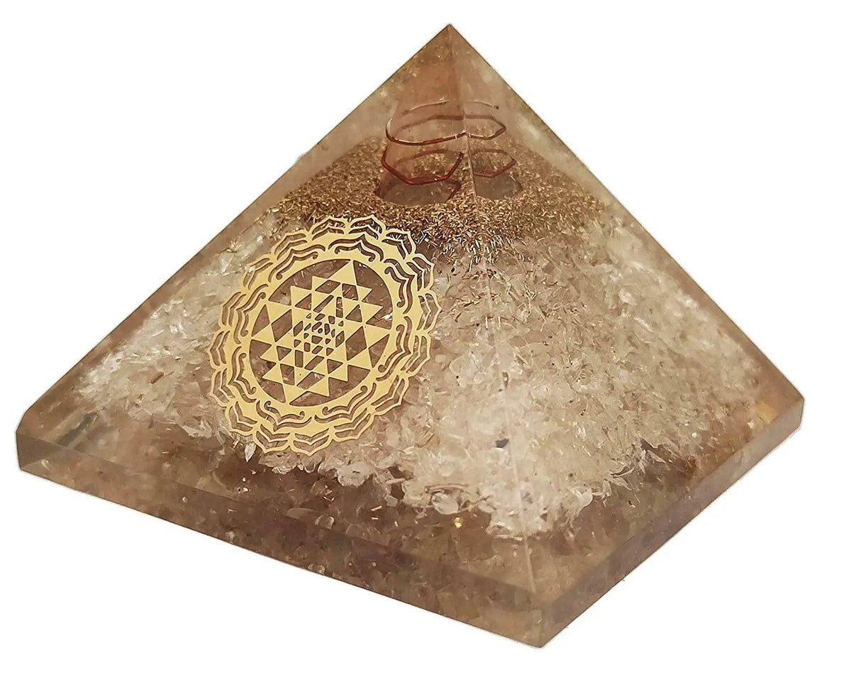 Amethyst & Clear Quartz Pyramid Yoga Meditation Crystal by Brahmatells