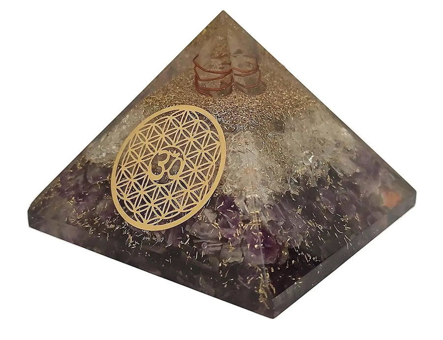 Amethyst & Clear Quartz Pyramid Yoga Meditation Crystal by Brahmatells