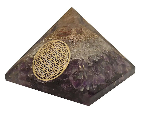 Amethyst & Clear Quartz Pyramid Yoga Meditation Crystal by Brahmatells