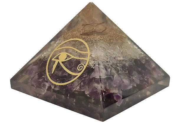 Amethyst & Clear Quartz Pyramid Yoga Meditation Crystal by Brahmatells
