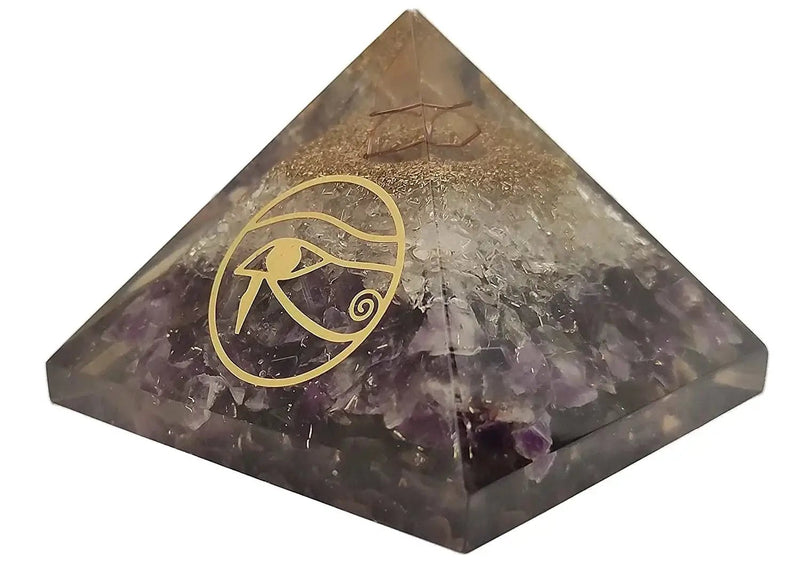Amethyst & Clear Quartz Pyramid Yoga Meditation Crystal by Brahmatells