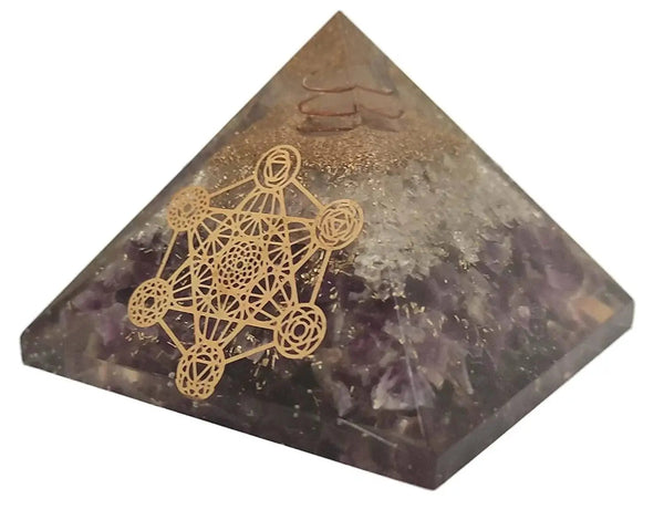 Amethyst & Clear Quartz Pyramid Yoga Meditation Crystal by Brahmatells
