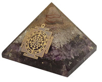 Amethyst & Clear Quartz Pyramid Yoga Meditation Crystal by Brahmatells