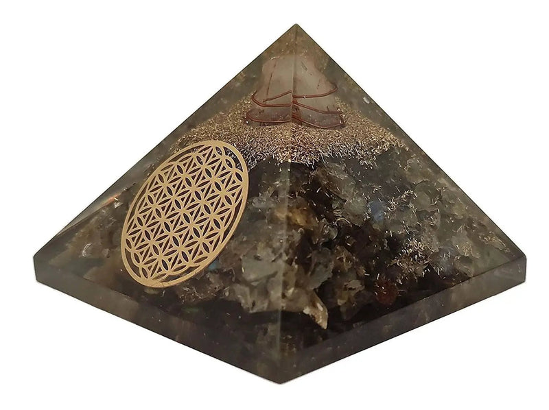 Amethyst & Clear Quartz Pyramid Yoga Meditation Crystal by Brahmatells